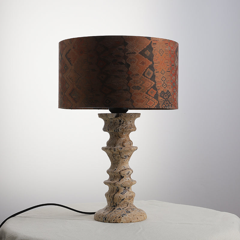 Sahar Ridged Travertine Totem Table Lamp