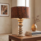 Sahar Ridged Travertine Totem Table Lamp