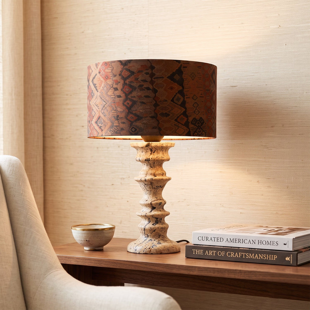 Sahar Ridged Travertine Totem Table Lamp