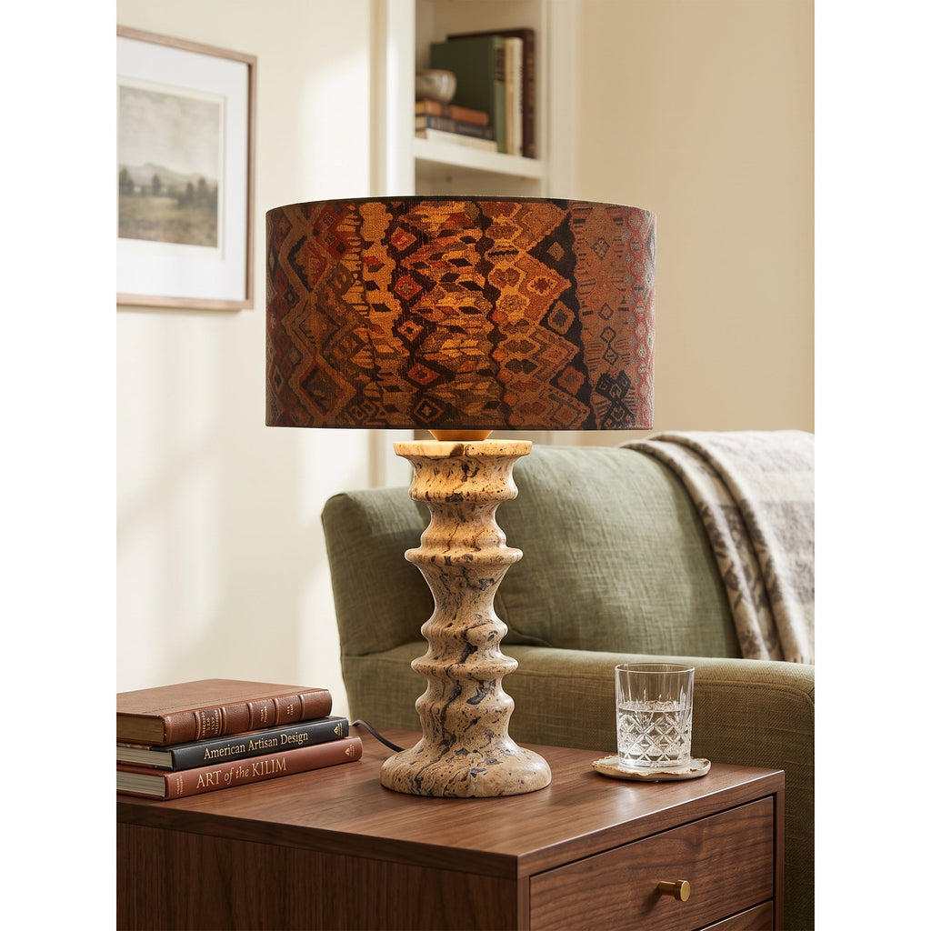 Sahar Ridged Travertine Totem Table Lamp
