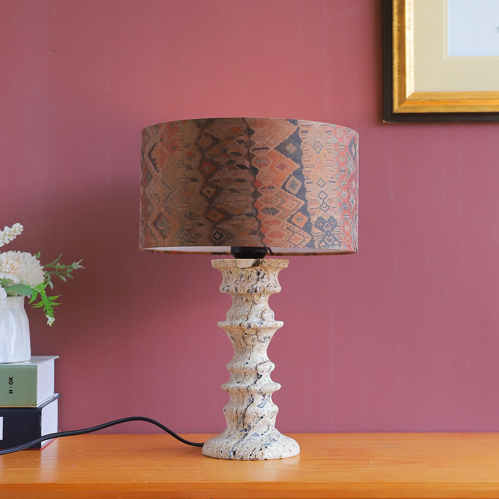 Sahar Ridged Travertine Totem Table Lamp
