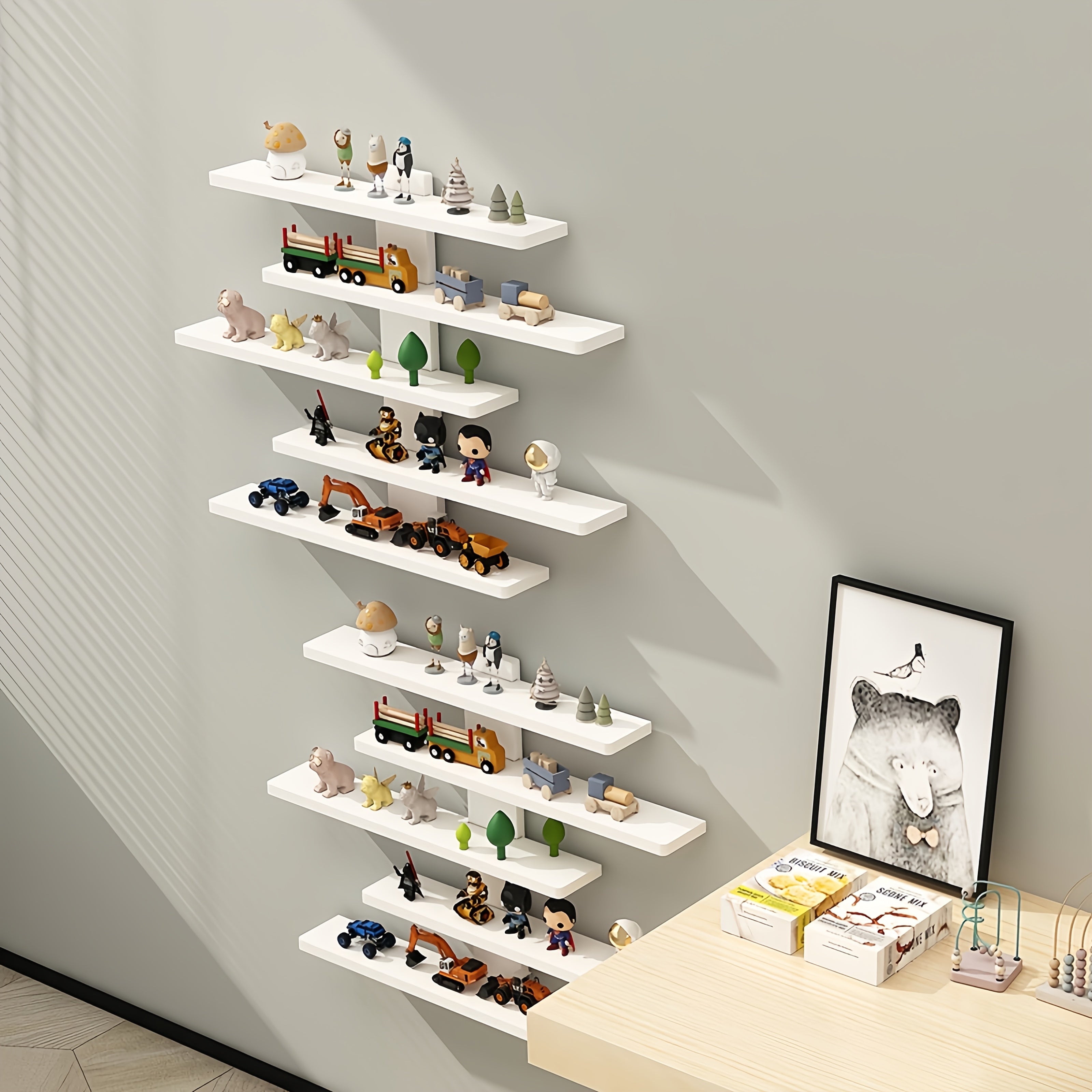 CollectorStyle: Modern Wall Shelves – Adjustable, Sturdy & Floating for Figures, Building Blocks & Collectibles in the Living Room