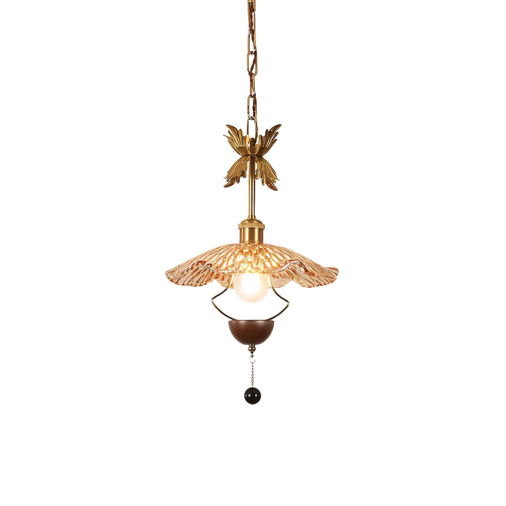 Floral Metalwork Pendant Lamp, Antique Copper
