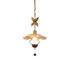 Floral Metalwork Pendant Lamp, Antique Copper