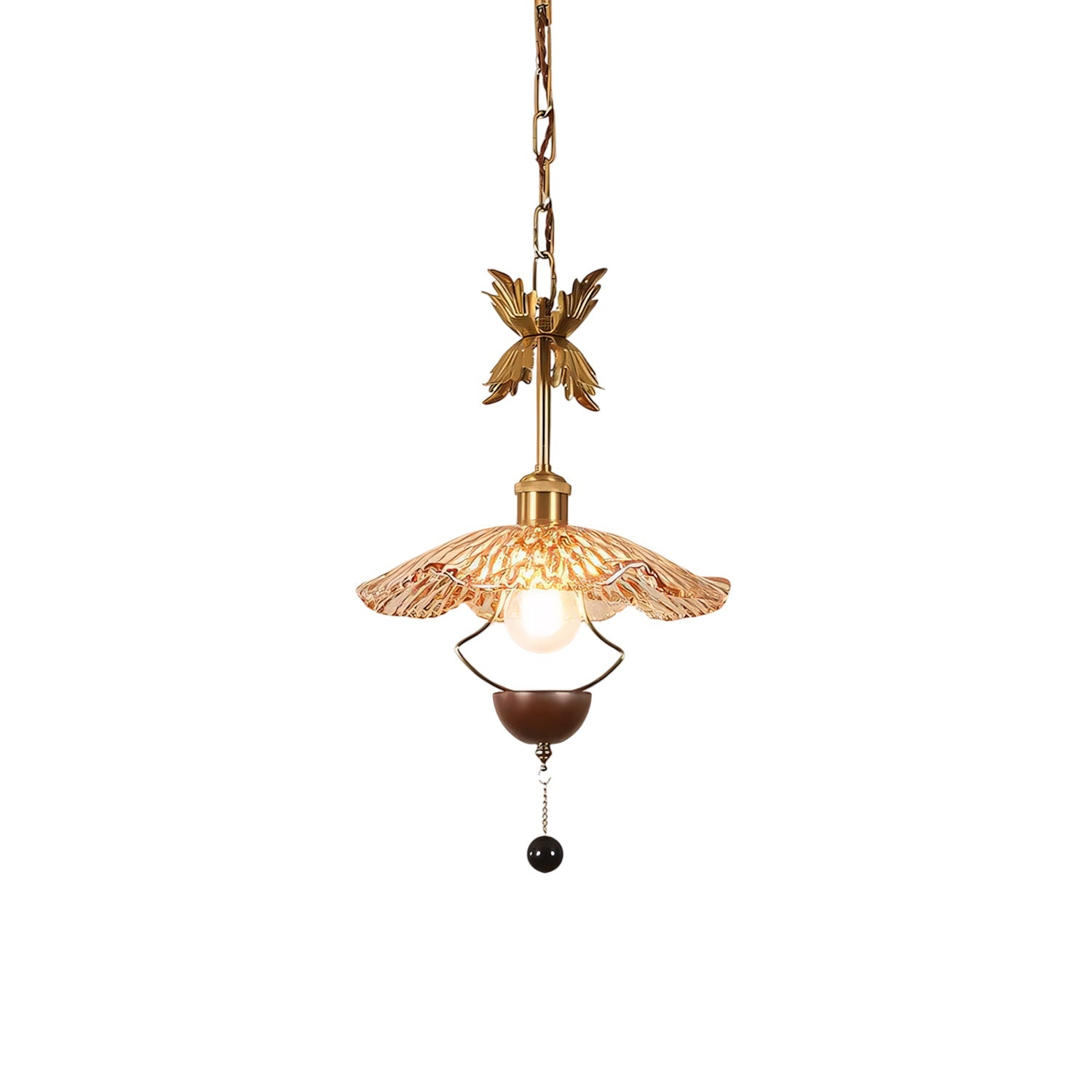 Floral Metalwork Pendant Lamp, Antique Copper