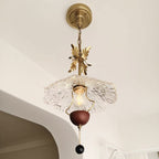 Floral Metalwork Pendant Lamp, Antique Copper
