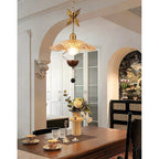 Floral Metalwork Pendant Lamp, Antique Copper