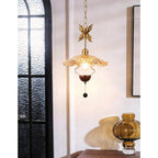 Floral Metalwork Pendant Lamp, Antique Copper