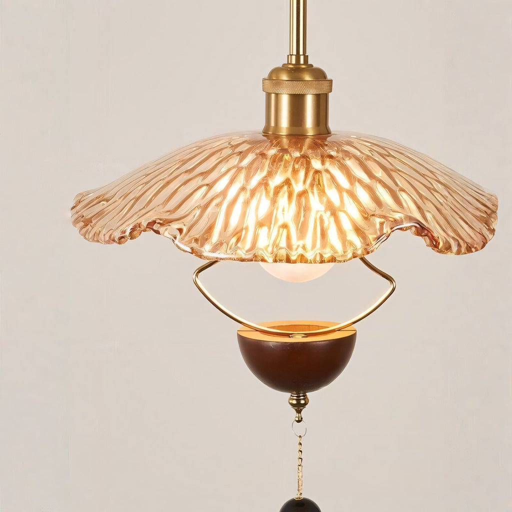 Floral Metalwork Pendant Lamp, Antique Copper