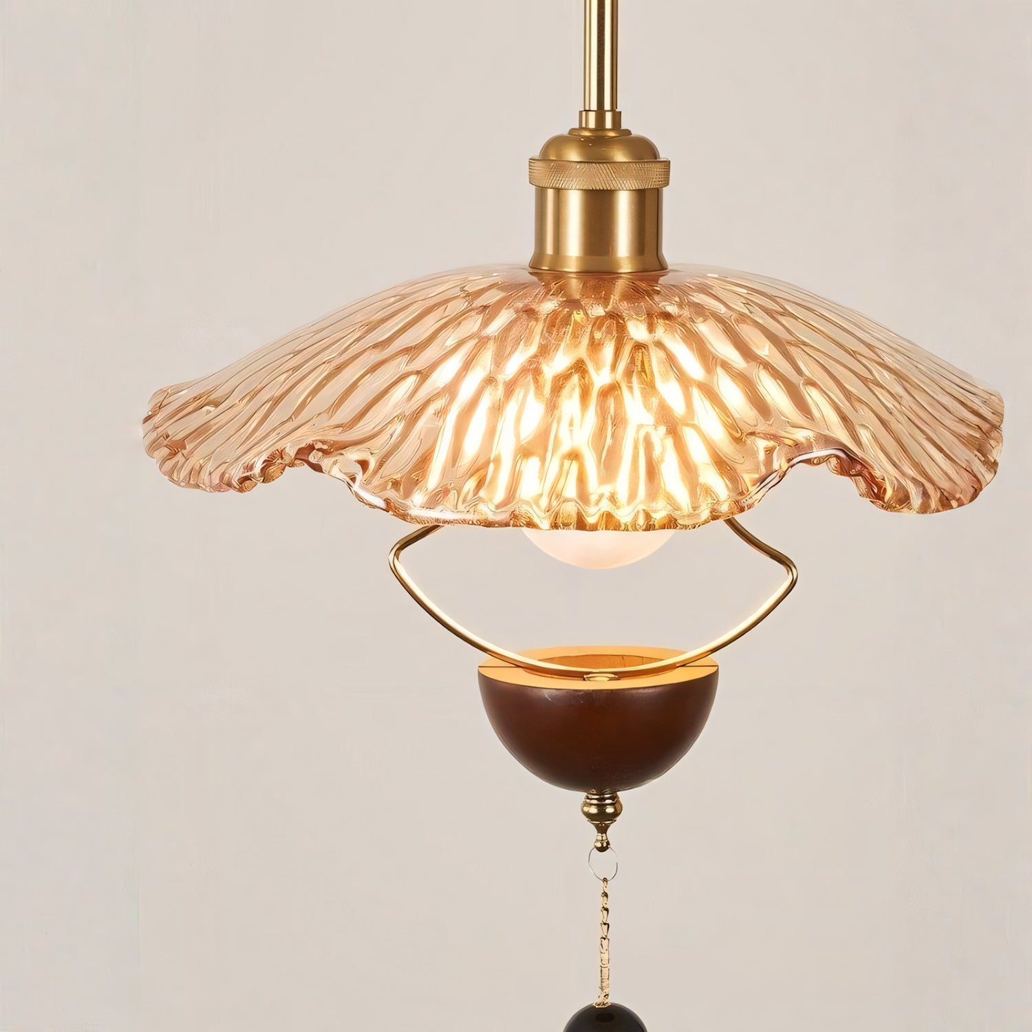 Floral Metalwork Pendant Lamp, Antique Copper