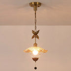 Floral Metalwork Pendant Lamp, Antique Copper