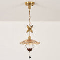 Floral Metalwork Pendant Lamp, Antique Copper