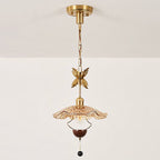 Floral Metalwork Pendant Lamp, Antique Copper