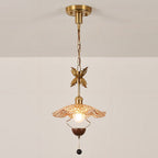 Floral Metalwork Pendant Lamp, Antique Copper