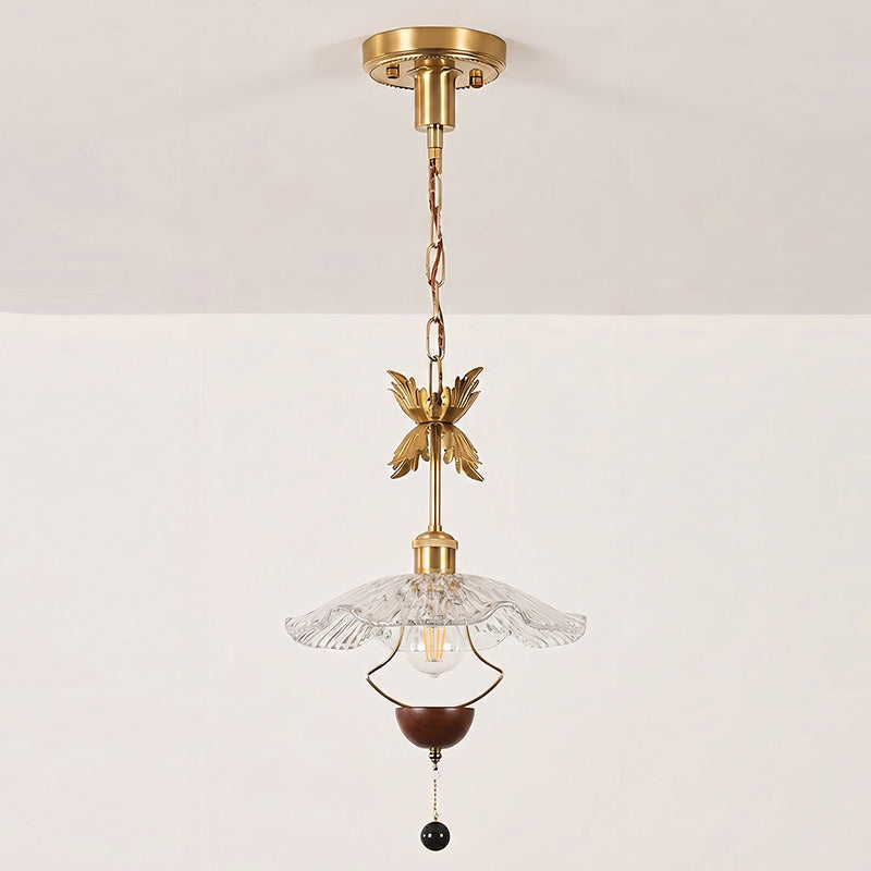 Floral Metalwork Pendant Lamp, Antique Copper