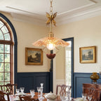 Floral Metalwork Pendant Lamp, Antique Copper