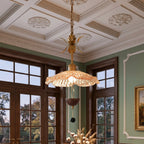 Floral Metalwork Pendant Lamp, Antique Copper