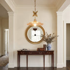 Floral Metalwork Pendant Lamp, Antique Copper