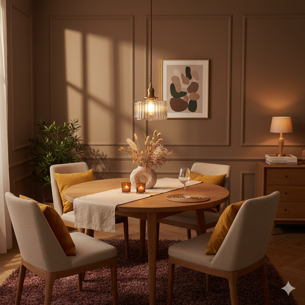 SatoriLux: Minimalist Pendant Light Glass Round with Brass Details, LED E27 – for Dining Room & Reading Room