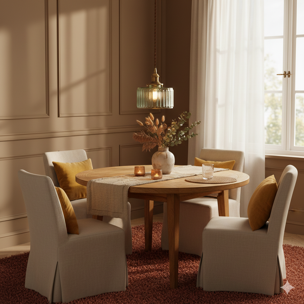 SatoriLux: Minimalist Pendant Light Glass Round with Brass Details, LED E27 – for Dining Room & Reading Room