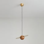 Saturn Celestial Walnut Orb Pendant Light