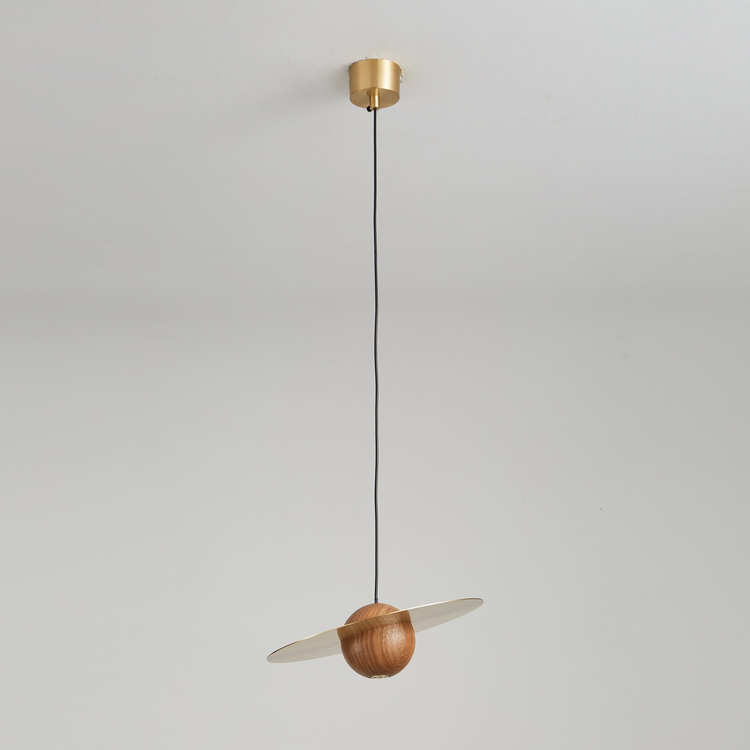 Saturn Celestial Walnut Orb Pendant Light