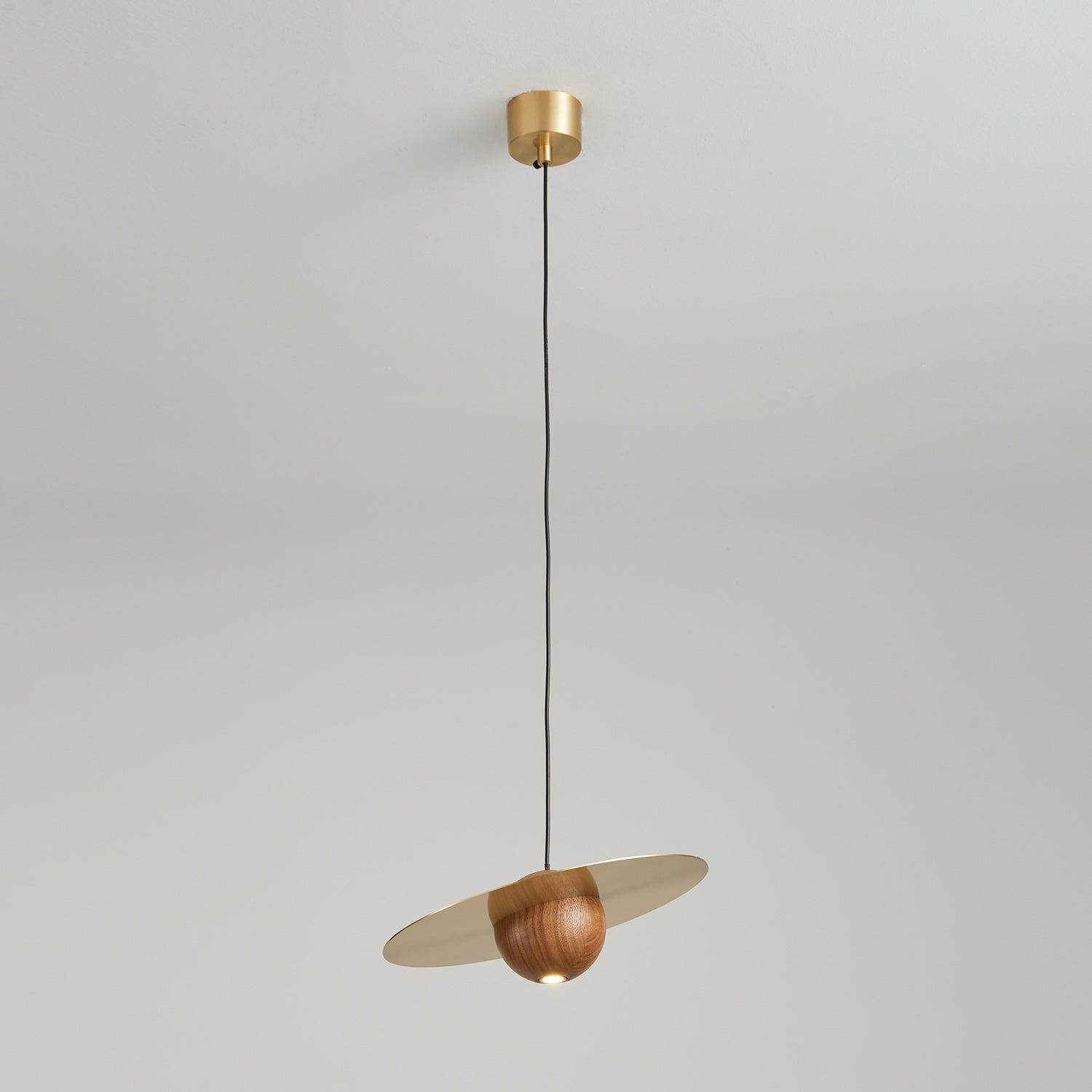 Saturn Celestial Walnut Orb Pendant Light