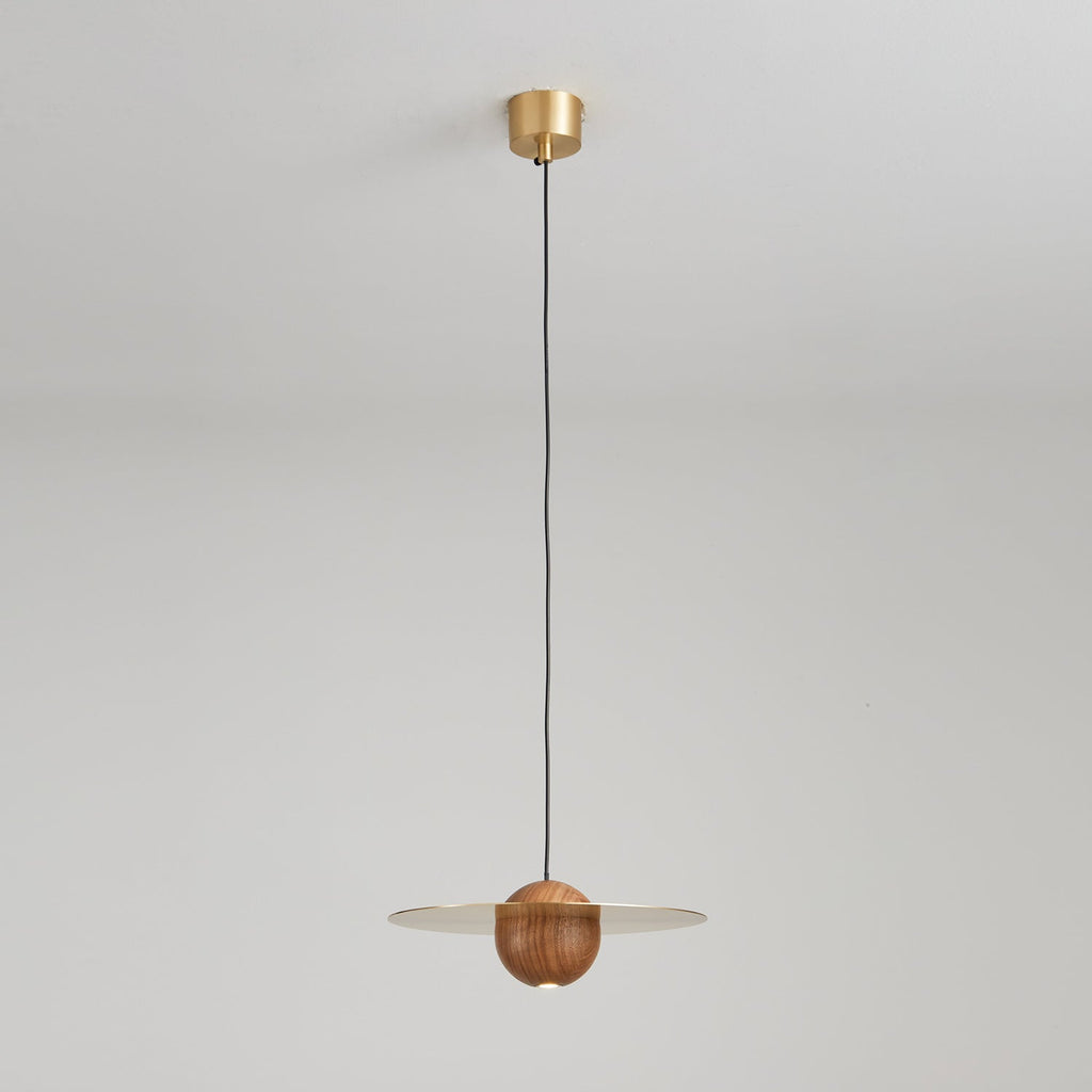 Saturn Celestial Walnut Orb Pendant Light