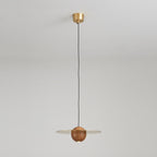 Saturn Celestial Walnut Orb Pendant Light