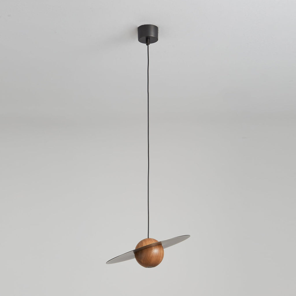 Saturn Celestial Walnut Orb Pendant Light