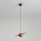Saturn Celestial Walnut Orb Pendant Light