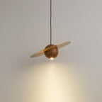 Saturn Celestial Walnut Orb Pendant Light