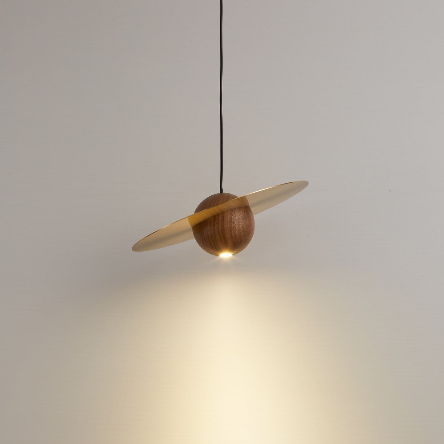 Saturn Celestial Walnut Orb Pendant Light
