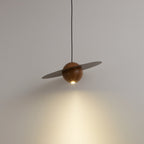 Saturn Celestial Walnut Orb Pendant Light