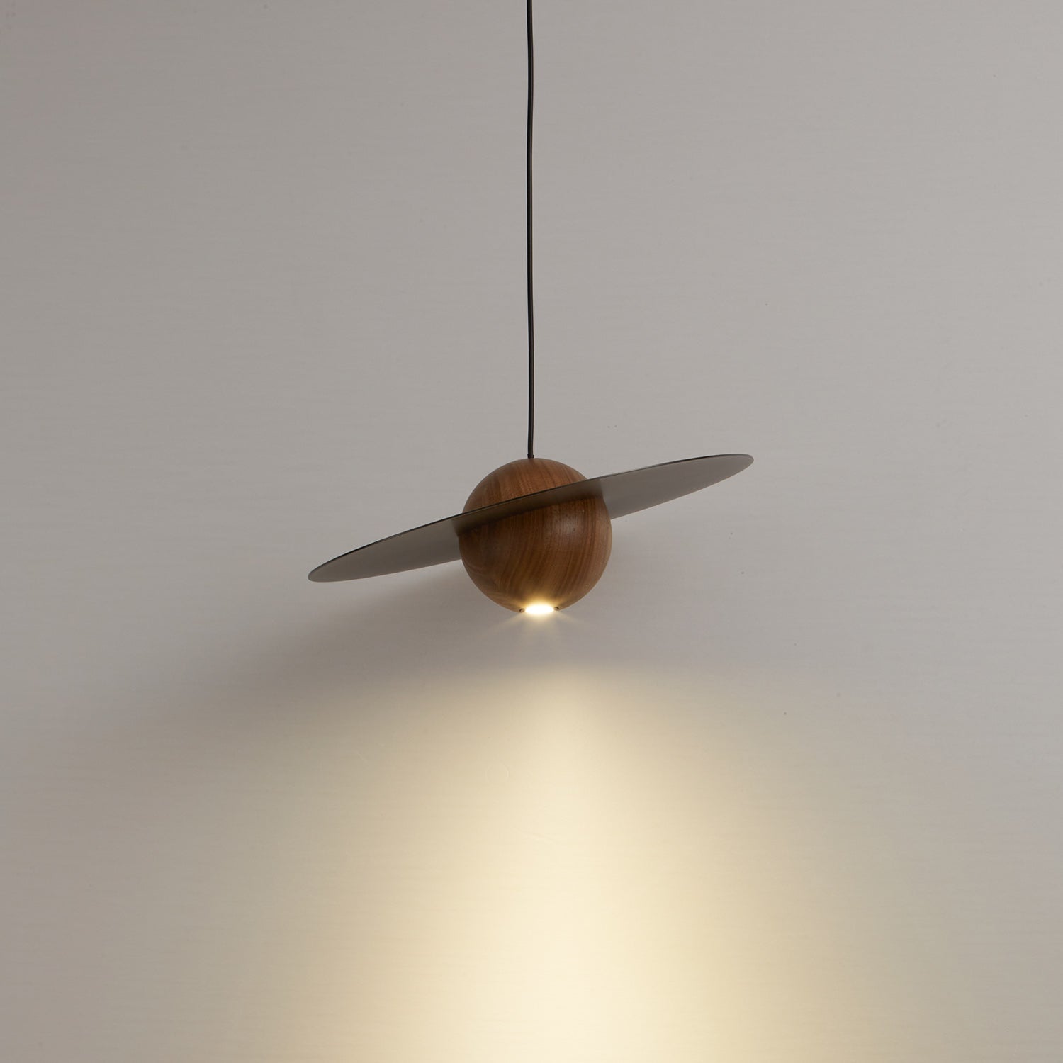 Saturn Celestial Walnut Orb Pendant Light