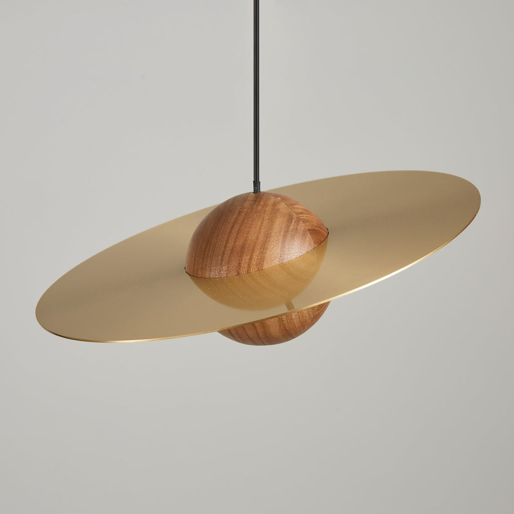 Saturn Celestial Walnut Orb Pendant Light