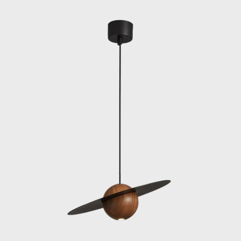 Saturn Celestial Walnut Orb Pendant Light