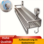 SaugFix: Wall Shelf Shower – Rustproof Plastic Shelf, Floating & Space-Saving with Suction Cups and Towel Hooks