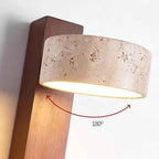 Bela Wall Lamp | French Wabi-Sabi Design with Solid Wood & Travertine