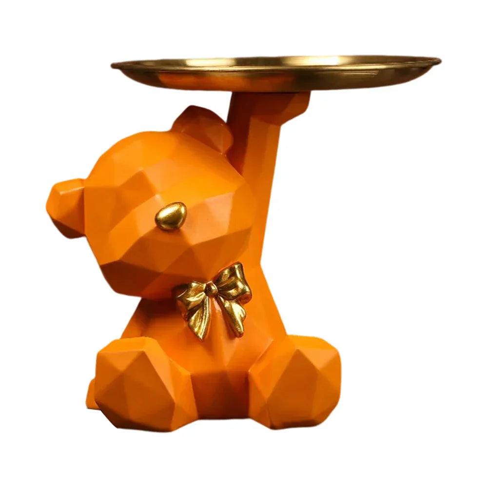 Kairo Geometric Bear Sculpture | Gold Tray, Modern Design