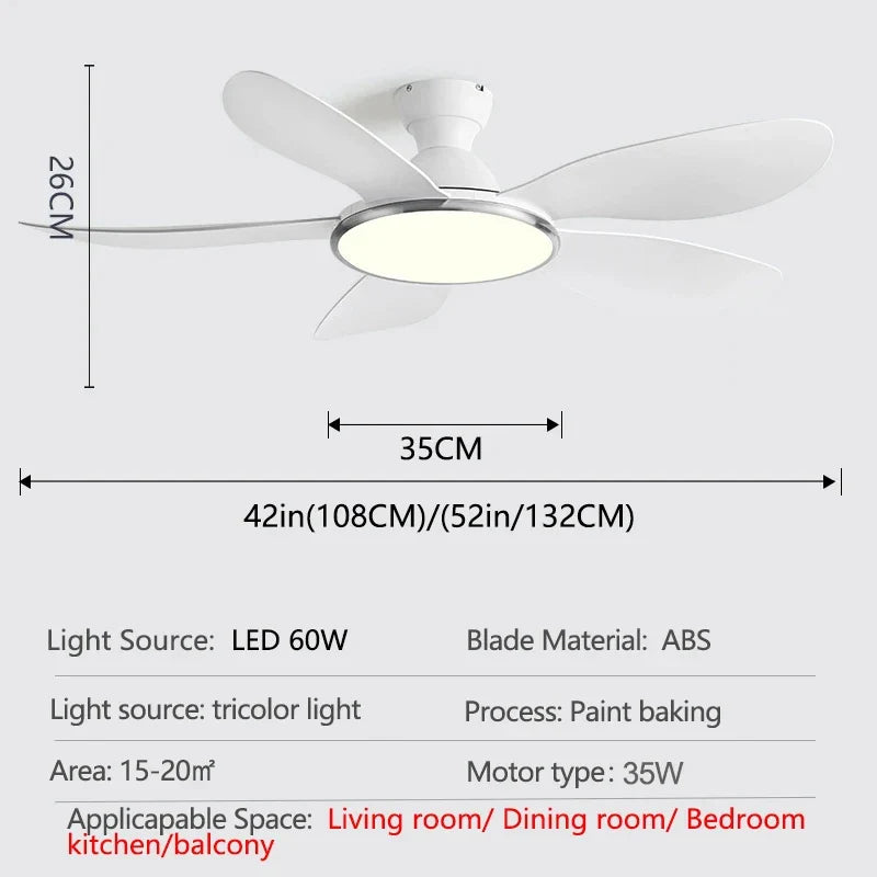 Lumivaron - Modern LED Ceiling Fan with Light and Remote Control