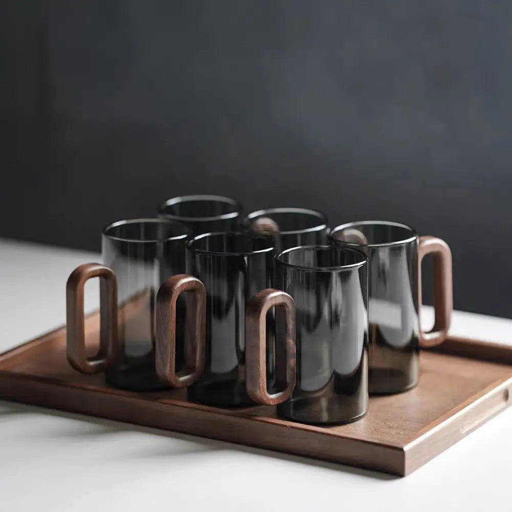 Bravion - Heat-Resistant Glass Mug with Wooden Handle