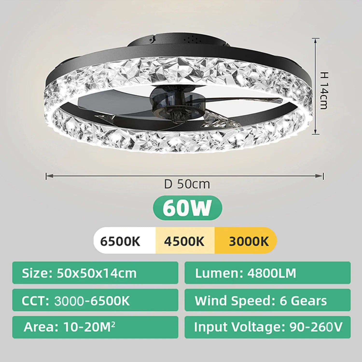 Solvion - Modern Ceiling Fan With LED Light And Remote Control