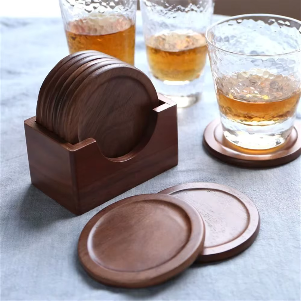 Bamboo Coaster Set | Minimalistisch, Walnoot of Beuken Hout