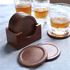 Bamboo Coaster Set | Minimalistisch, Walnoot of Beuken Hout