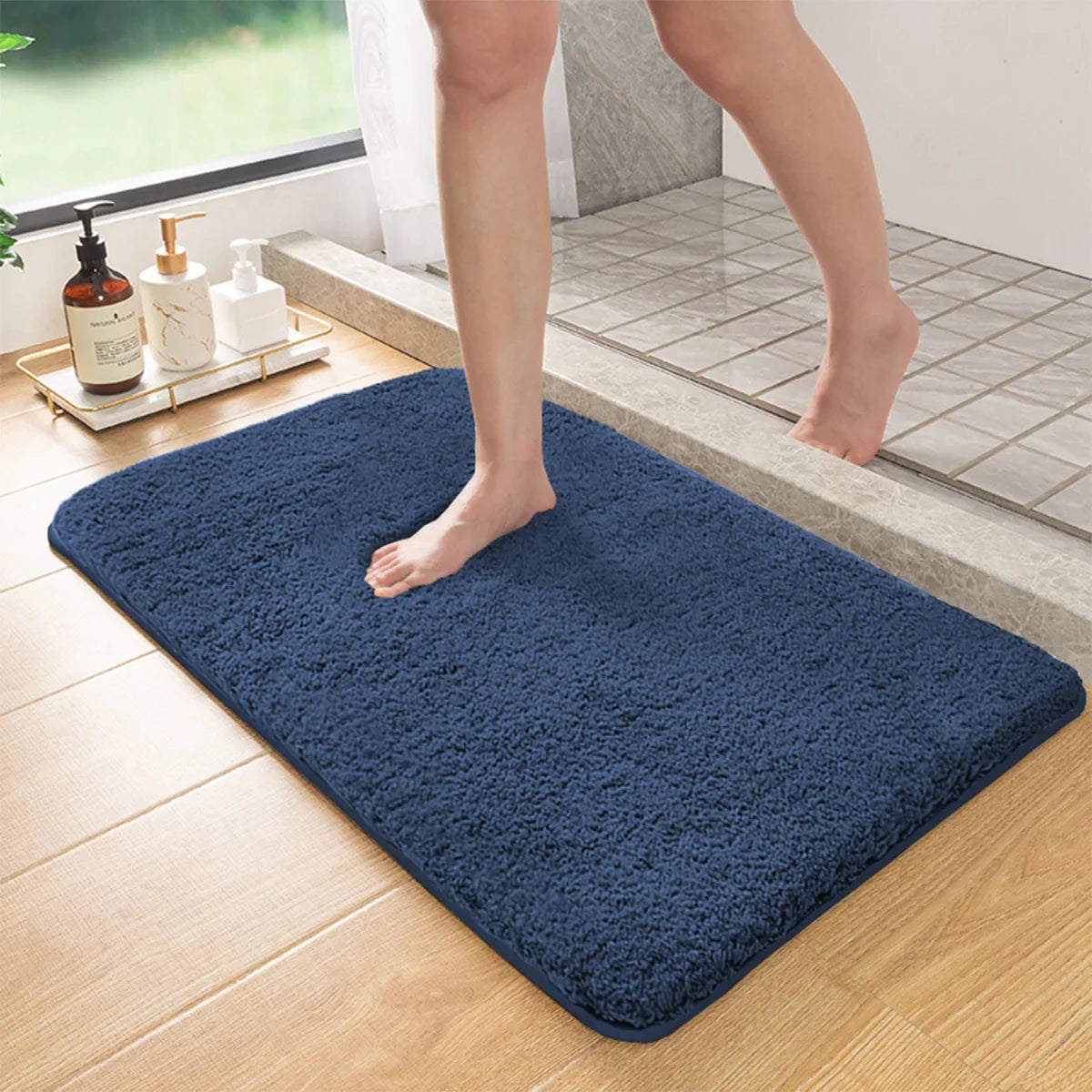 Marcella - Long-haired Non-slip Bath Mat with Absorbing Ability for Shower and Toilet Floor