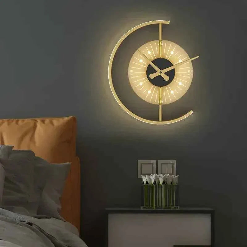Luna LED Wall Lamp Clock | Post-Modern Design, Soft Ambient Light