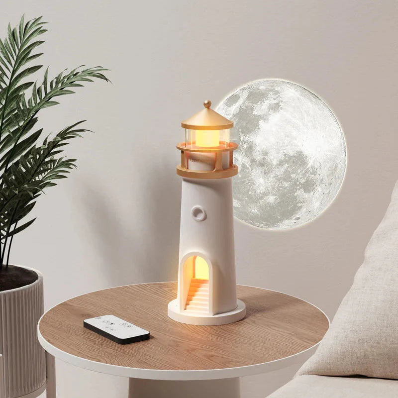 Lighthouse Moon Projection Night Light, Rechargeable Battery, Motion Sensor, LED Light