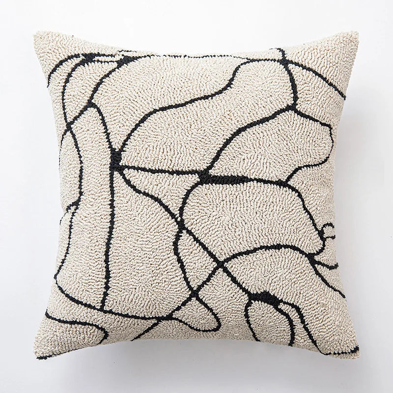 Luna Tufted Kussenhoes | Geometrisch Patroon, Zacht Katoen-Polyester