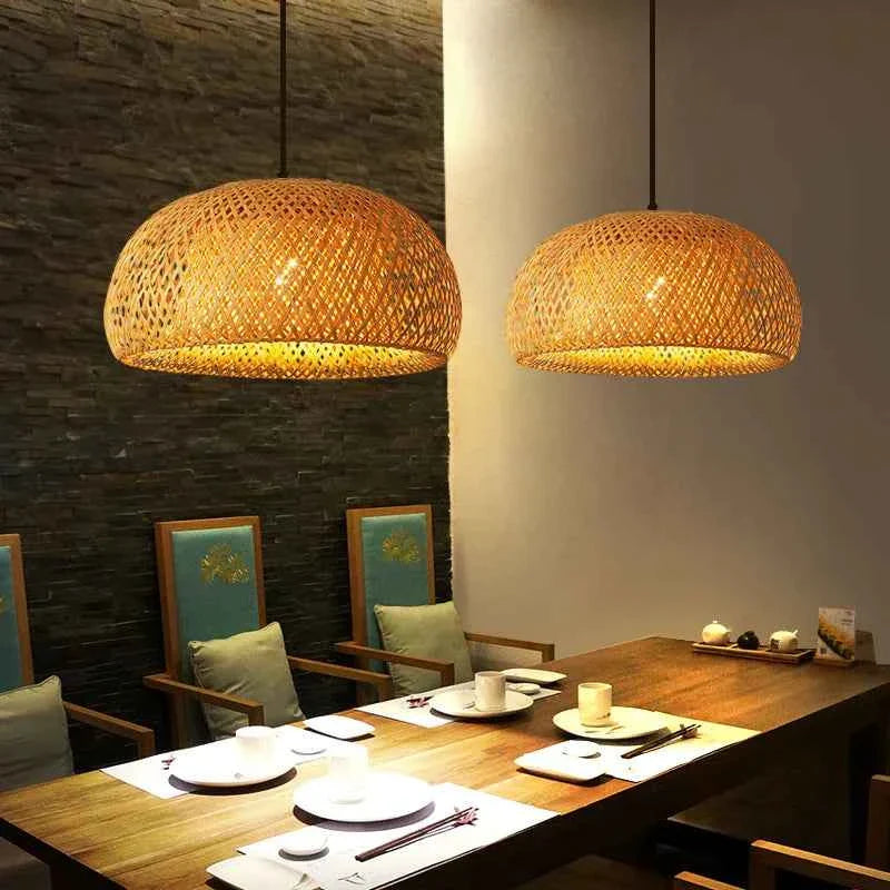 Bela Bamboo Pendant Lamp | Handwoven Rattan Shade, Adjustable Length